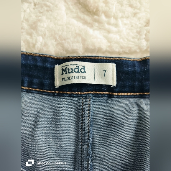 Mudd blue skirt denim stretch button front A-line size 7 - Picture 8 of 9